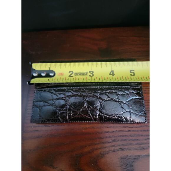 Card Wallet Money Holder Men's Crocodile Leather Caddy Deep Brown/Black - Picture 8 of 9